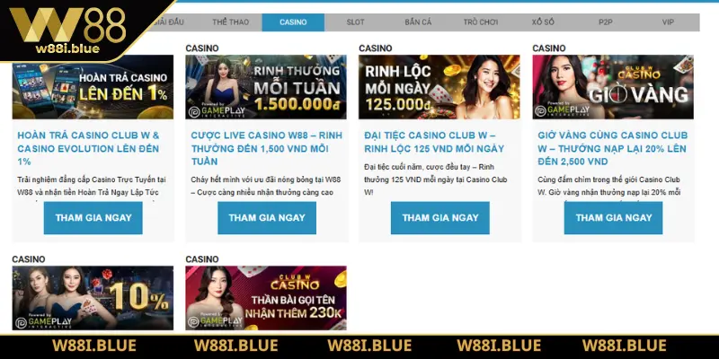 5 Khuyến Mãi W88 Hấp Dẫn Đang Chờ Bạn Trong Tháng Này 3 Chương trình Live Casino hàng tuần cực vui